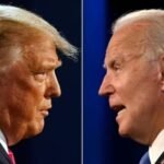 Donald Trump (à esquerda) e Joe Biden (à direita)